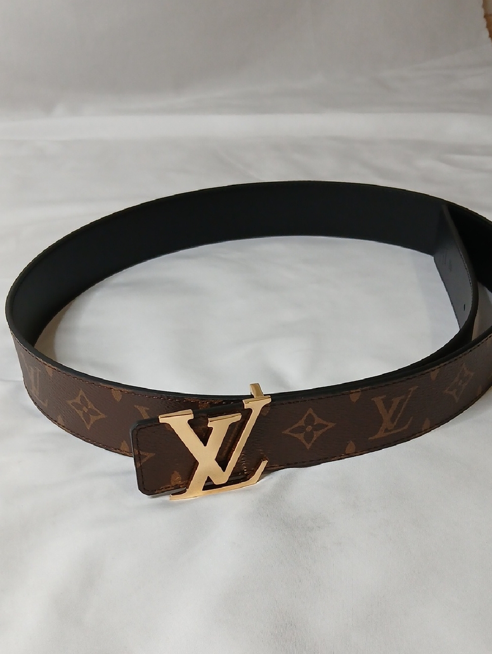 Louis Vuitton Brown Monogram Canvas Belt with Gold LV Buckle